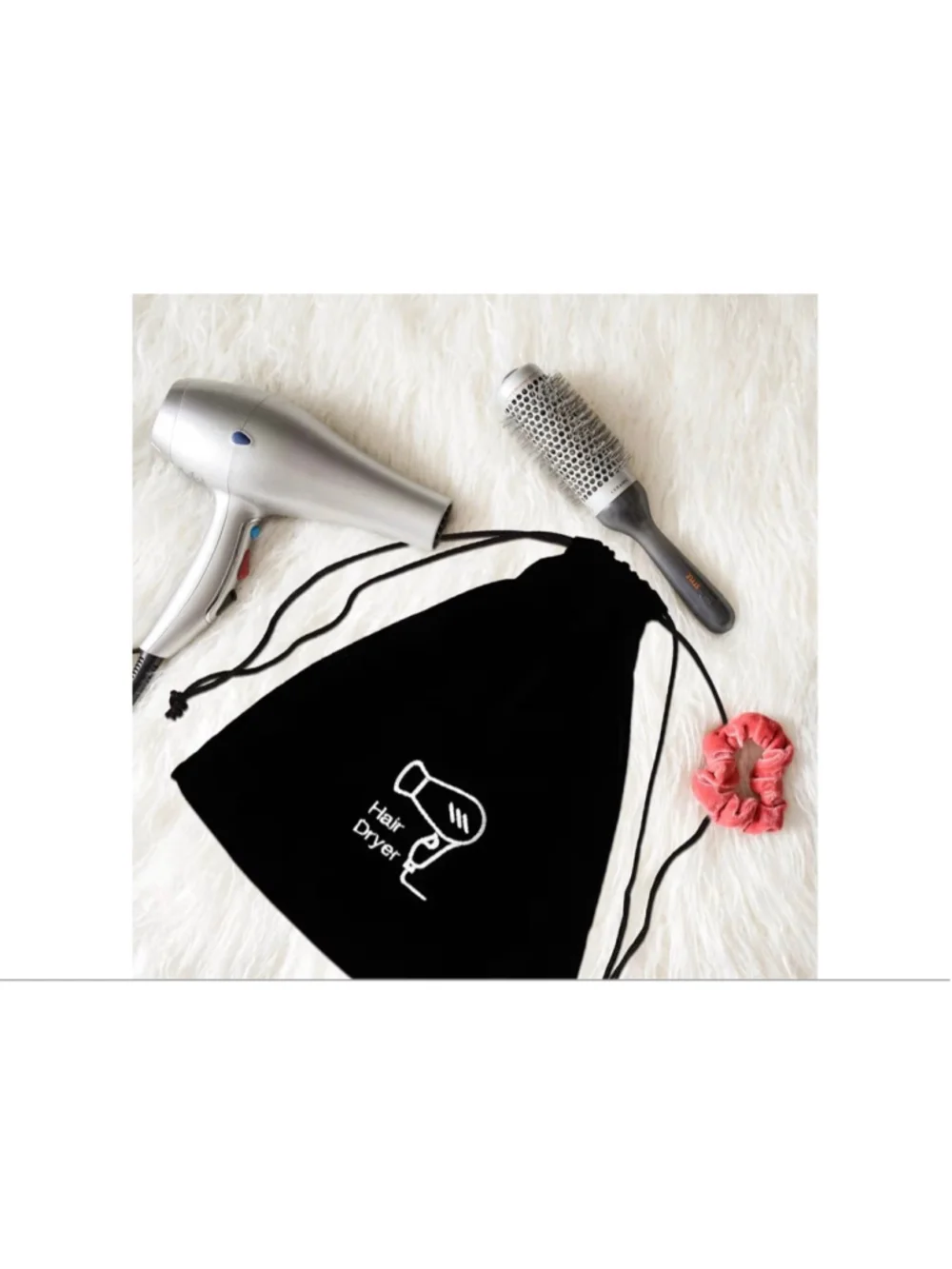NEW Fleece Hair Dryer Bag Drawstring Storage Pouch